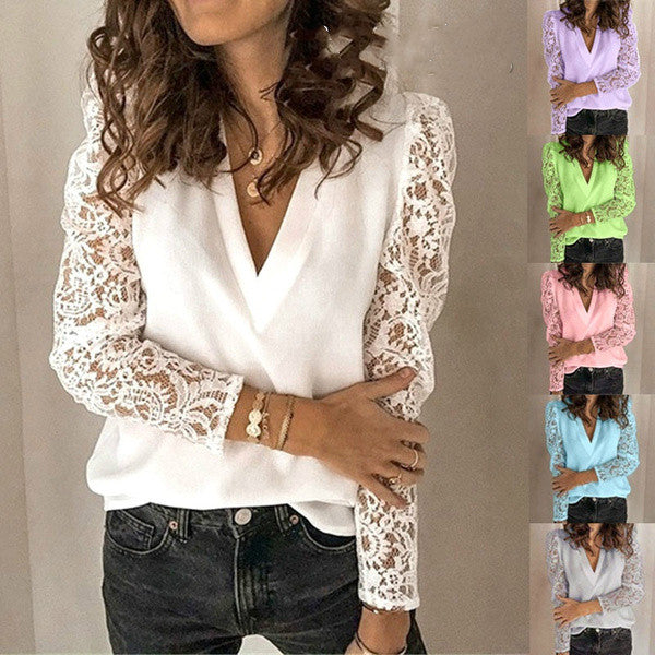 Women's Casual Long Sleeve Tee Shirts V-neck Pullovers