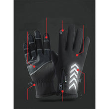 Load image into Gallery viewer, Outdoor winter skiing fleece zipper waterproof non-slip reflective touch screen gloves
