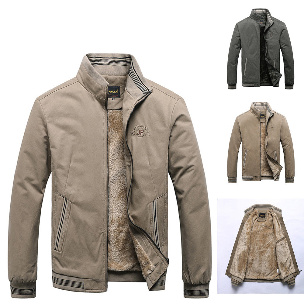 Autumn Men Casual Solid Fashion Vintage Warm Jackets