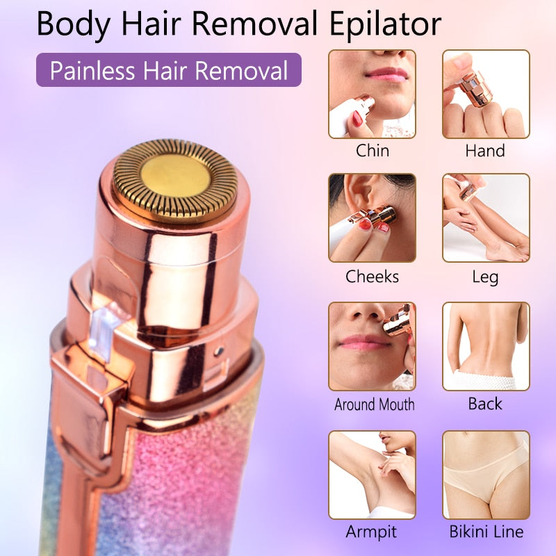 2 IN 1  Electric Eyebrow Trimmer Epilator Female