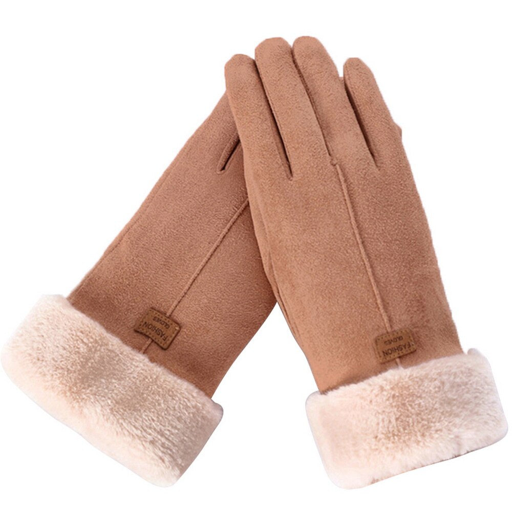 Women Furry Warm Mitts Gloves