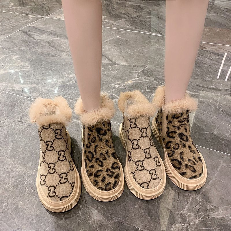 Autumn Winter Leopard Snow Boots