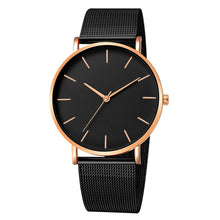 Load image into Gallery viewer, Classic Black Ultra Thin Stainless Steel Mesh Belt Quartz Wrist Watch
