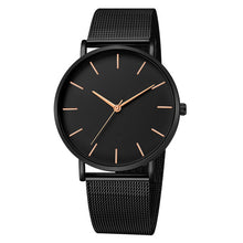 Load image into Gallery viewer, Classic Black Ultra Thin Stainless Steel Mesh Belt Quartz Wrist Watch
