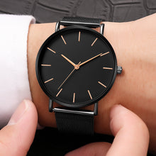 Load image into Gallery viewer, Classic Black Ultra Thin Stainless Steel Mesh Belt Quartz Wrist Watch
