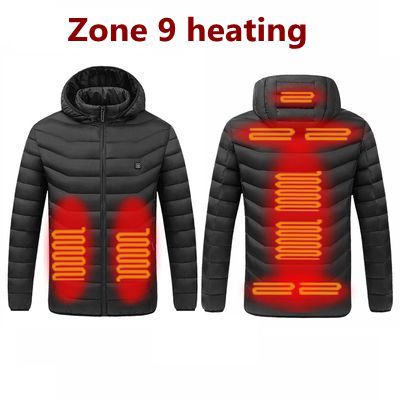 Men Winter Warm USB 9 Areas Heating Jackets