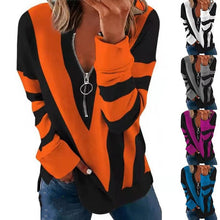 Load image into Gallery viewer, Women&#39;s Creative Geometric Pattern Printing Zipper V-neck
