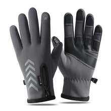 Load image into Gallery viewer, Outdoor winter skiing fleece zipper waterproof non-slip reflective touch screen gloves
