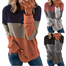 Load image into Gallery viewer, Autumn and Winter Women&#39;s Color Stitching Long Sleeve Casual T-shirt
