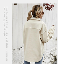 Load image into Gallery viewer, Autumn/winter lapel single breasted thick plain shirt wool
