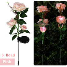 Load image into Gallery viewer, 3 Head LED Solar Simulation Rose Flower Solar LED Light
