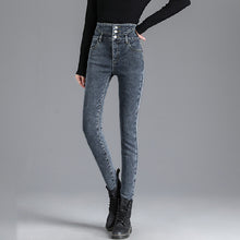 Load image into Gallery viewer, Winter Thick Velvet Women High Waist Skinny Jeans
