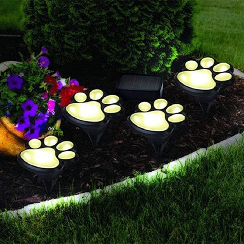 4pcs LED Solar Light Outdoor Street Light Solar Cat Animal Paw Print Light