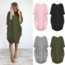 Load image into Gallery viewer, Women Fashion Dress Plus Size Stitching Long Sleeve Long Dress
