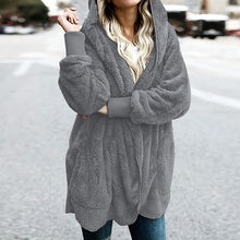 Load image into Gallery viewer, Lady Long Sleeve Cardigan Plush Hooded Coats
