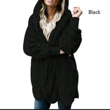 Load image into Gallery viewer, Lady Long Sleeve Cardigan Plush Hooded Coats
