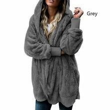 Load image into Gallery viewer, Lady Long Sleeve Cardigan Plush Hooded Coats
