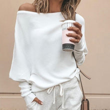 Load image into Gallery viewer, New Fashion Women&#39;s Clothing Off Shoulder Sweaters Casual Long Sleeve Tops
