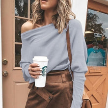 Load image into Gallery viewer, New Fashion Women&#39;s Clothing Off Shoulder Sweaters Casual Long Sleeve Tops
