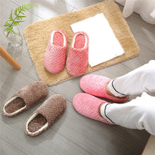 Load image into Gallery viewer, Womens Mens Striped Warm Anti-slip Shoes Soft Cotton Slippers Home Indoor Sandal
