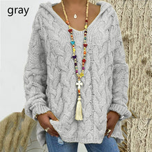 Load image into Gallery viewer, New Women&#39;s Warm Hooded Long-sleeved Knitted Sweater Cardigan
