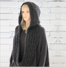 Load image into Gallery viewer, Women&#39;s Fashion Hooded Scarf Pure Color Woolen Hat Bib Knitted Scarf
