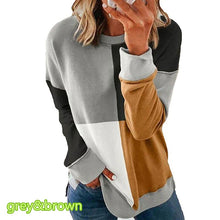 Load image into Gallery viewer, Autumn and Winter Women&#39;s Color Stitching Long Sleeve Casual T-shirt
