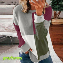 Load image into Gallery viewer, Autumn and Winter Women&#39;s Color Stitching Long Sleeve Casual T-shirt
