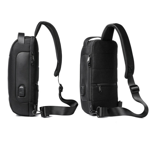 Men's Waterproof USB Oxford Crossbody Bag Anti-theft Shoulder Sling Bag