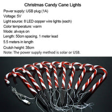 Load image into Gallery viewer, 5 Pack Christmas Pathway Candy Cane Light USB Street Lamp Outdoor Garden Yard Decoration
