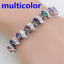 Load image into Gallery viewer, Natural Green Emerald WhiteTopaz Silver Charm Bracelet for Women Jewelry
