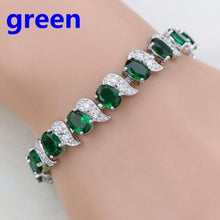 Load image into Gallery viewer, Natural Green Emerald WhiteTopaz Silver Charm Bracelet for Women Jewelry
