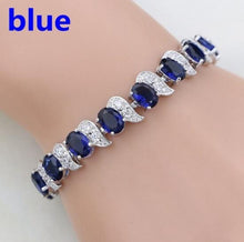 Load image into Gallery viewer, Natural Green Emerald WhiteTopaz Silver Charm Bracelet for Women Jewelry

