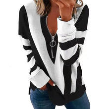 Load image into Gallery viewer, Women&#39;s Creative Geometric Pattern Printing Zipper V-neck
