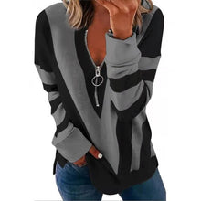 Load image into Gallery viewer, Women&#39;s Creative Geometric Pattern Printing Zipper V-neck
