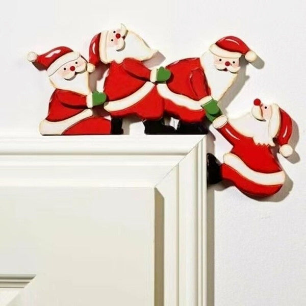 Christmas Door Frame Decorations Wooden Decorations Santa  Elk Wood Crafts Christmas Decorations