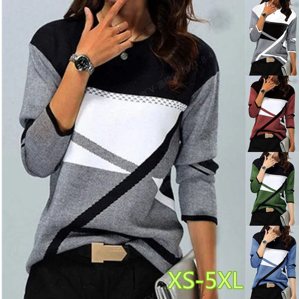 Women's T-shirt New Fashion Long Sleeve Printed Round Neck Casual T-shirt