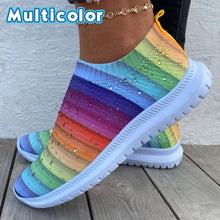 Load image into Gallery viewer, New Colors Women Fashion Rainbow Flat Shoes Knitting Breathable Mesh Sneakers
