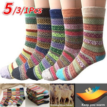 Load image into Gallery viewer, 5 Pair Women Quality Vintage Boho Thickened Wool Warm Socks
