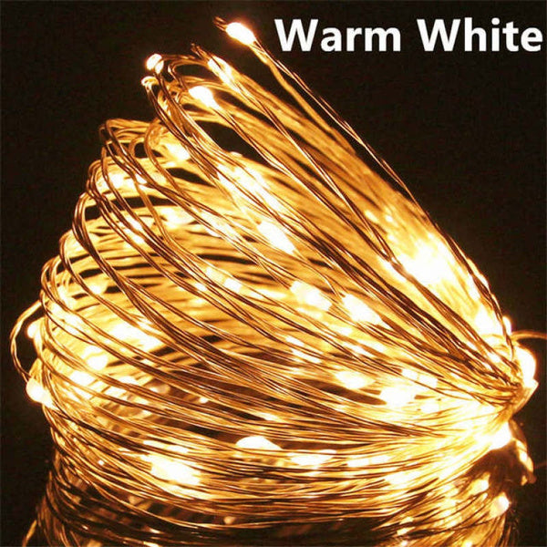 10M 100 LED Battery Powered LED Copper Wire Fairy String Light Waterproof For Garden Outdoor Party Christmas Decor