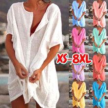 Load image into Gallery viewer, Women&#39;s Casual Short Sleeve Dresses Beach Wear Robe Femme Swimwear Cover-up
