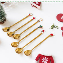 Load image into Gallery viewer, 6Pcs Christmas Coffee Spoons Stainless Steel Tea Scoops Kids Spoon Set
