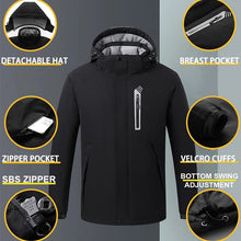 Load image into Gallery viewer, USB Heating Hooded 8 Zone Heated Men Jackets Waterproof Outdoor Coat Windbreaker
