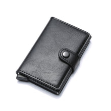 Load image into Gallery viewer, PU Leather Aluminum Case Slim RFID Blocking Wallet ID Credit Card Holder
