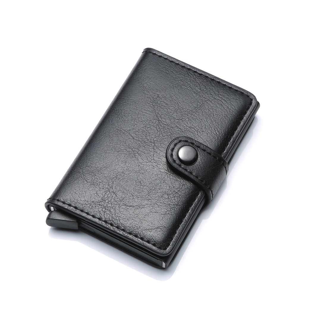 PU Leather Aluminum Case Slim RFID Blocking Wallet ID Credit Card Holder