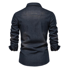 Load image into Gallery viewer, Elastic Cotton Denim Men Long Sleeve Quality Cowboy Shirts
