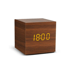 Load image into Gallery viewer, Alarm Clock LED Wooden Watch Table Voice Control
