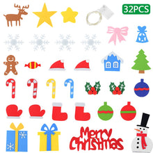 Load image into Gallery viewer, 32 Pcs DIY Ornaments Felt Christmas Tree With LED Light
