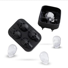 Load image into Gallery viewer, 3D Skull Flexible Silicone Ice Cube Mold Tray Makes
