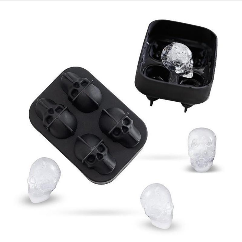 3D Skull Flexible Silicone Ice Cube Mold Tray Makes